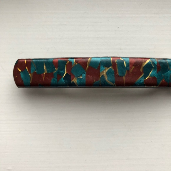 Vintage red & blue paint chip barrette hair clip - Picture 2 of 6